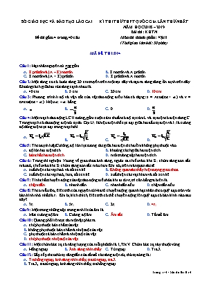 Đề thi thử THPT Quốc gia môn Vật lý lần thứ nhất - Mã đề 014 - Năm học 2018-2019 - Sở giáo dục và đào tạo Lào Cai (Có đáp án)